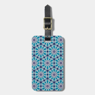 Étiquette À Bagage Motif abstrait dans bleu et gris