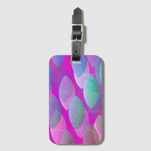 Étiquette À Bagage Motif Abstrait Moderne Magenta Violet Rose Turqu