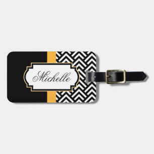 Étiquette À Bagage Motif Abstrait noir et blanc