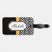 Étiquette À Bagage Motif Abstrait noir et blanc (Dos horizontal)