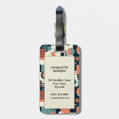 Étiquette À Bagage Motif Abstrait sans fil minimal - géométrique (1) (Dos Vertical)