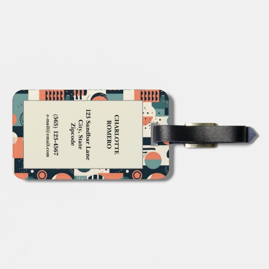 Étiquette À Bagage Motif Abstrait sans fil minimal - géométrique (1) (Dos horizontal)