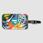 Étiquette À Bagage Motif Abstrait Tropical personnalisé (Devant Horizontal)