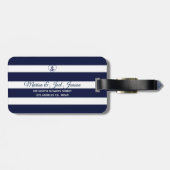 Étiquette À Bagage Motif Ancre Et Bleu Stripes (Dos horizontal)