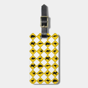 Étiquette À Bagage Motif animal de damier de panneau routier de