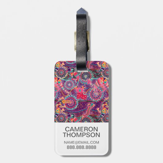 Étiquette À Bagage Motif animal de style ethnique fait sur commande (Dos Vertical)