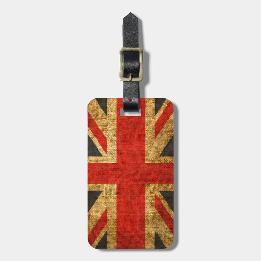 Étiquette À Bagage Motif antique rustique d'Union Jack (Devant Vertical)