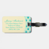 Étiquette À Bagage Motif aqua menthe vert nom étiquette de bagage (Dos horizontal)