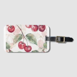 Étiquette À Bagage Motif aquarelle de cerises – Art botanique des fru