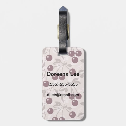 Étiquette À Bagage Motif aux cerises 2 (Dos Vertical)