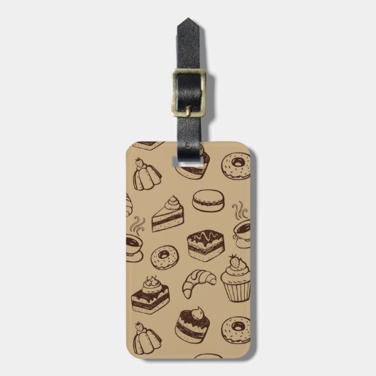 Étiquette À Bagage Motif avec des gâteaux, des desserts et la (Devant Vertical)