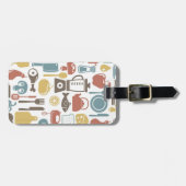 Étiquette À Bagage Motif avec des icônes de cuisine (Devant horizontal)