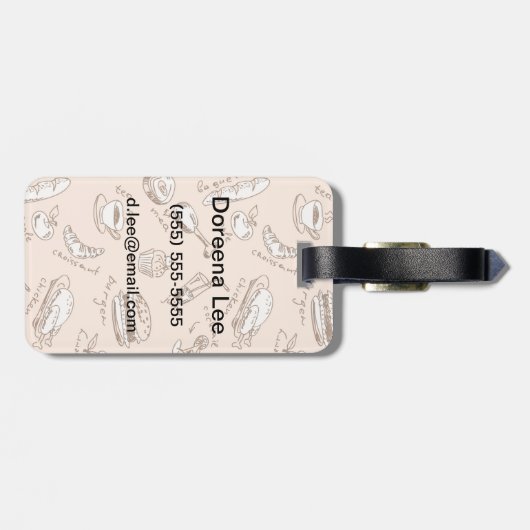 Étiquette À Bagage Motif avec la nourriture (Dos horizontal)