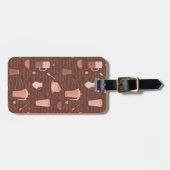 Étiquette À Bagage Motif avec les éléments relatifs de café (Devant horizontal)