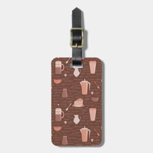 Étiquette À Bagage Motif avec les éléments relatifs de café