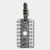 Étiquette À Bagage Motif baroque noir classique à customiser (Devant Vertical)