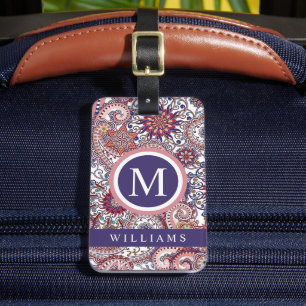 Étiquette À Bagage Motif blanc bleu rose violet blanc personnalisé