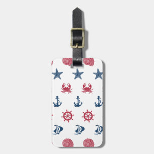 Étiquette À Bagage Motif blanc et bleu rouge de symbole de mer