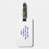 Étiquette À Bagage Motif blanc violet (Dos Vertical)