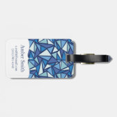 Étiquette À Bagage Motif bleu abstrait de Crsytal de glace (Dos horizontal)
