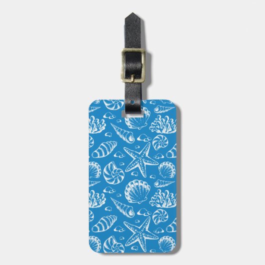 Étiquette À Bagage Motif bleu de plage (Devant Vertical)