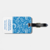 Étiquette À Bagage Motif bleu de plage de photo faite sur commande (Dos horizontal)