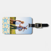 Étiquette À Bagage Motif bleu d'étoiles de mer d'aquarelle faite sur (Devant horizontal)