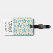 Étiquette À Bagage Motif bleu d'étoiles de mer d'aquarelle faite sur (Dos horizontal)