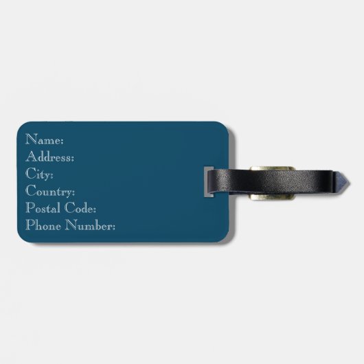 Étiquette À Bagage Motif bleu et blanc (Dos horizontal)