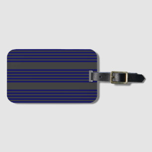 Étiquette À Bagage Motif bleu marine et charbon cinq bandes