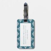 Étiquette À Bagage Motif bleu turquoise d'Amadora (Dos Vertical)