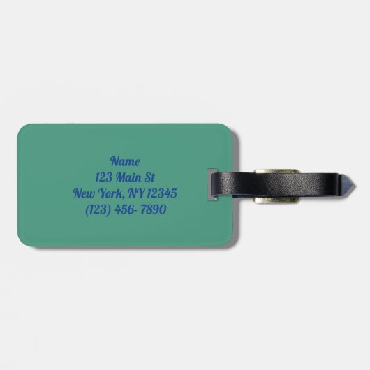 Étiquette À Bagage Motif bleu violet vert (Dos horizontal)