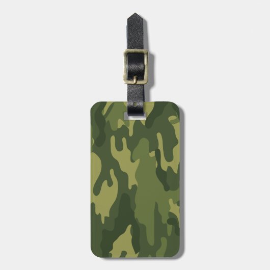 Étiquette À Bagage Motif Camo Militaire Vert avec nom et adresse (Devant Vertical)