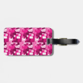 Étiquette À Bagage Motif Camo numérique rose chaud mignon avec Monogr (Dos horizontal)