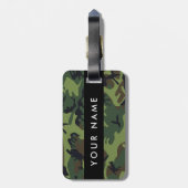 Étiquette À Bagage Motif Camouflage Vert, Votre nom, Personnaliser (Dos Vertical)