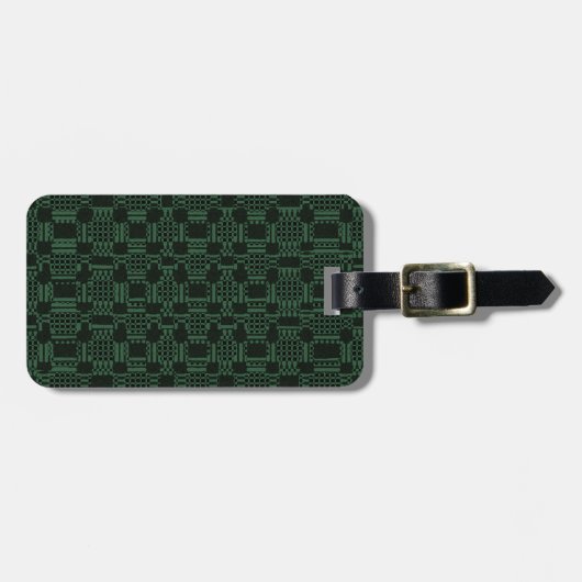Étiquette À Bagage Motif carré texturé vert (Devant horizontal)
