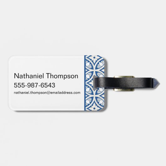 Étiquette À Bagage Motif Carrelage Lotus Côtier - Le Lotus Blanc (Dos horizontal)