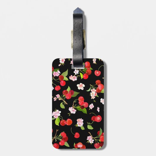 Étiquette À Bagage Motif cerise 2 (Dos Vertical)