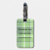 Étiquette À Bagage Motif Checkered de couleur verte (Dos Vertical)