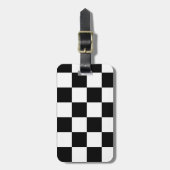 Étiquette À Bagage Motif Checkered noir et blanc (Devant Vertical)
