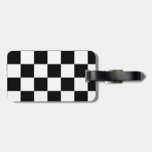 Étiquette À Bagage Motif Checkered noir et blanc (Dos horizontal)