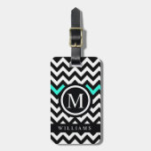 Étiquette À Bagage Motif Chevron bleu bleu bleu blanc personnalisé (Devant Vertical)