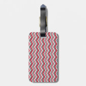 Étiquette À Bagage Motif Chevron rouge et noir (Dos Vertical)