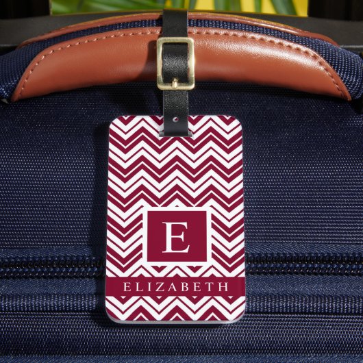 Étiquette À Bagage Motif Chevron rouge marron foncé rose blanc (Insitu Rectoal 2)