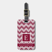 Étiquette À Bagage Motif Chevron rouge marron foncé rose blanc (Devant Vertical)