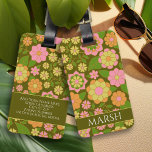 Étiquette À Bagage Motif coloré amusant de la terre fleurie - Monogra<br><div class="desc">Un motif floral amusant en or, rose, orange et jaune avec une motif confortable et cottagecore. Ajoutez un monogramme à ce design floral et girly. Si votre art doit encore être ajusté, cliquez sur le bouton Personnaliser. Cela vous mènera à un espace design où vous pouvez déplacer les choses et...</div>