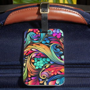 Étiquette À Bagage Motif coloré Paisley