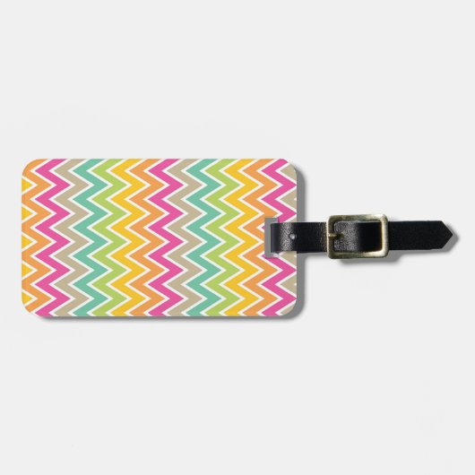 Étiquette À Bagage Motif coloré Rainbow Chevron (Devant horizontal)