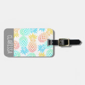 Étiquette À Bagage motif coloré tropical d'ananas d'été élégant (Devant horizontal)