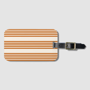 Étiquette À Bagage Motif couleur orange brun et beige cinq rayures